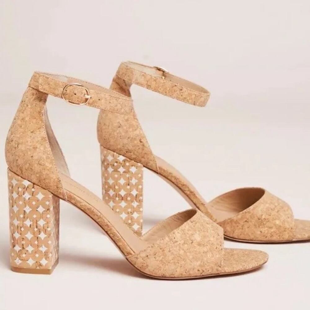 Anthropologie Tan Block Heel Sandals
